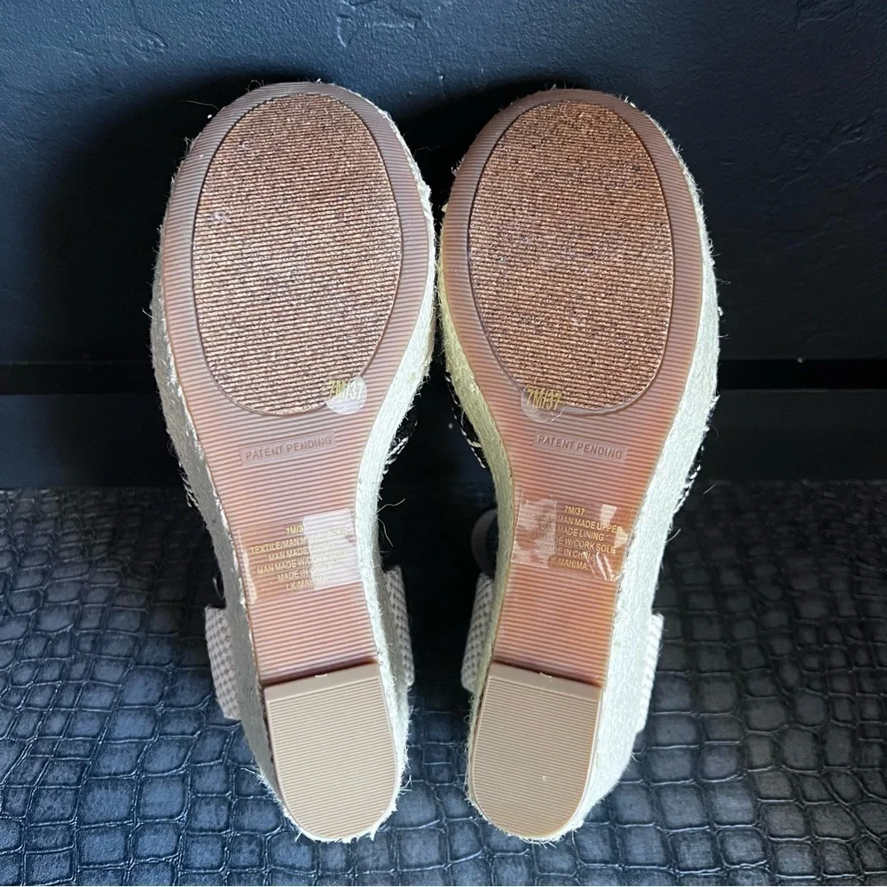 LUCKY BRAND MAHIMA PLATFORM SANDALS Color: Beige- Black Size: 7 New Summer shoe